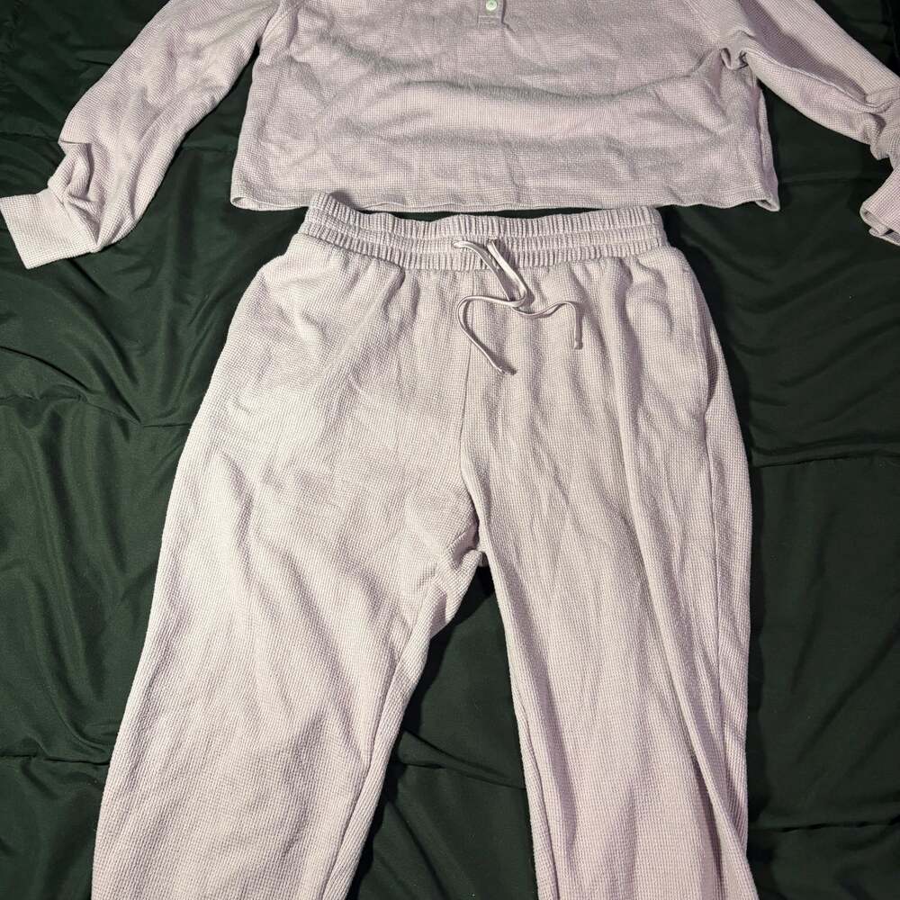 NEW Victoria's Secret Glow Waffle Henley Jogger Pajama Set Soft Pj's Lounge S